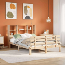 vidaXL tömör fenyőfa könyvespolcos ágy matrac nélkül 140 x 200 cm ágy és ágykellék