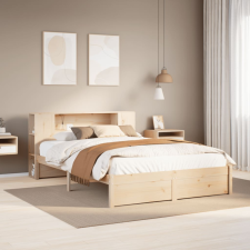 vidaXL tömör fenyőfa könyvespolcos ágy matrac nélkül 150 x 200 cm ágy és ágykellék