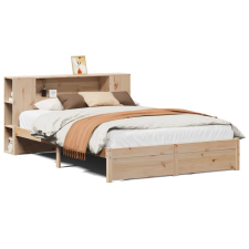 vidaXL tömör fenyőfa könyvespolcos ágy matrac nélkül 150 x 200 cm (3322361) ágy és ágykellék