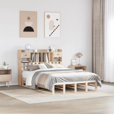 vidaXL tömör fenyőfa könyvespolcos ágy matrac nélkül 160 x 200 cm ágy és ágykellék