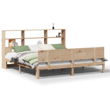 vidaXL tömör fenyőfa könyvespolcos ágy matrac nélkül 180 x 200 cm (3322672) ágy és ágykellék