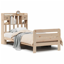 vidaXL tömör fenyőfa könyvespolcos ágy matrac nélkül 75 x 190 cm (3309977) ágy és ágykellék