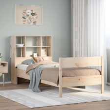 vidaXL tömör fenyőfa könyvespolcos ágy matrac nélkül 90 x 200 cm ágy és ágykellék