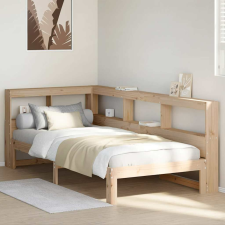 vidaXL tömör fenyőfa könyvespolcos ágy matrac nélkül 90 x 200 cm ágy és ágykellék
