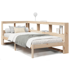 vidaXL tömör fenyőfa könyvespolcos ágy matrac nélkül 90 x 200 cm (3324326) ágy és ágykellék