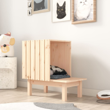 vidaXL tömör fenyőfa macskaház 60 x 36 x 60 cm macskafelszerelés