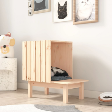 vidaXL Tömör fenyőfa macskaház 60 x 36 x 60 cm macskabútor