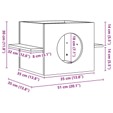 vidaXL tömör fenyőfa macskaház fehér 51x35x30 cm macskabútor