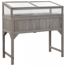 vidaXL tömör fenyőfa magaságyás melegházzal 110 x 54 x 120 cm kerti dekoráció