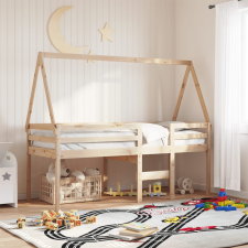 vidaXL tömör fenyőfa magasított ágy tetővel 90 x 200 cm ágy és ágykellék