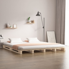 vidaXL tömör fenyőfa raklapágy 135 x 190 cm (Double) ágy és ágykellék