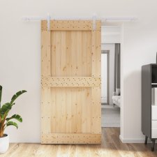 vidaXL tömör fenyőfa tolóajtó fémszerelék szettel 100 x 210 cm építőanyag