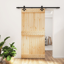 vidaXL tömör fenyőfa tolóajtó fémszerelék szettel 100 x 210 cm építőanyag