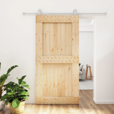 vidaXL tömör fenyőfa tolóajtó fémszerelék szettel 100 x 210 cm építőanyag