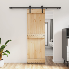 vidaXL tömör fenyőfa tolóajtó fémszerelék szettel 70 x 210 cm építőanyag