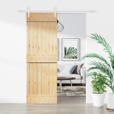 vidaXL tömör fenyőfa tolóajtó fémszerelék szettel 70 x 210 cm építőanyag
