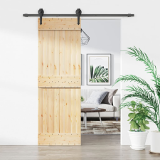 vidaXL tömör fenyőfa tolóajtó fémszerelék szettel 70 x 210 cm építőanyag