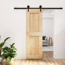 vidaXL tömör fenyőfa tolóajtó fémszerelék szettel 70 x 210 cm építőanyag