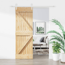 vidaXL tömör fenyőfa tolóajtó fémszerelék szettel 70 x 210 cm építőanyag