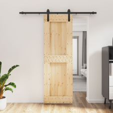 vidaXL tömör fenyőfa tolóajtó fémszerelék szettel 70 x 210 cm építőanyag