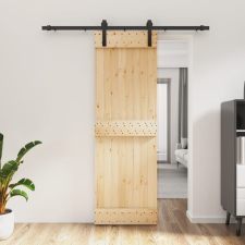 vidaXL tömör fenyőfa tolóajtó fémszerelék szettel 70 x 210 cm építőanyag