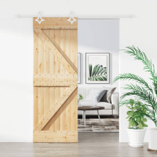 vidaXL tömör fenyőfa tolóajtó fémszerelék szettel 80 x 210 cm építőanyag