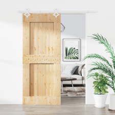 vidaXL tömör fenyőfa tolóajtó fémszerelék szettel 80 x 210 cm építőanyag