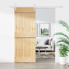 vidaXL tömör fenyőfa tolóajtó fémszerelék szettel 80 x 210 cm építőanyag