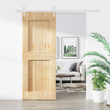 vidaXL tömör fenyőfa tolóajtó fémszerelék szettel 80 x 210 cm építőanyag