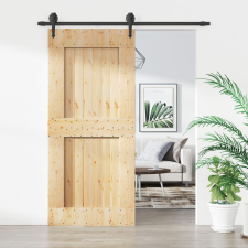 vidaXL tömör fenyőfa tolóajtó fémszerelék szettel 90 x 210 cm építőanyag