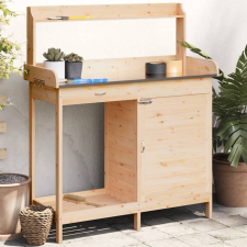 vidaXL tömör fenyőfa ültetőasztal szekrénnyel 110,5x45x124,5 cm kerti dekoráció