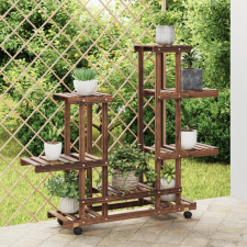 vidaXL tömör fenyőfa virágtartó állvány kerekekkel 95 x 25 x 101 cm bútor