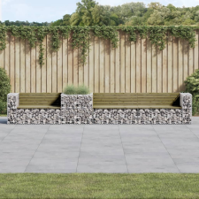 vidaXL tömör impregnált fenyőfa kerti pad gabion kosárral kerti bútor