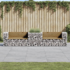 vidaXL tömör impregnált fenyőfa kerti pad gabion kosárral kerti bútor