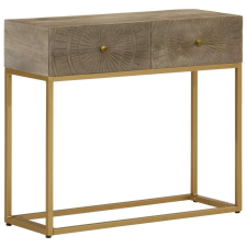 vidaXL tömör mangófa és vas tálalóasztal 90 x 30 x 76 cm bútor