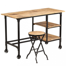 vidaXL Tömör mangófa íróasztal összecsukható ülőkével 115 x 50 x 76 cm íróasztal