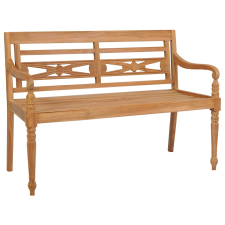 vidaXL tömör tíkfa Batavia pad fekete párnával 120 cm (3062161) kerti bútor