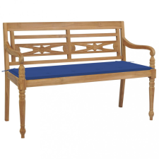 vidaXL tömör tíkfa Batavia pad királykék párnával 120 cm kerti bútor