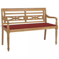 vidaXL tömör tíkfa Batavia pad piros párnával 120 cm kerti bútor