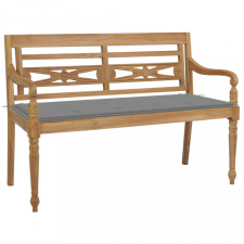vidaXL tömör tíkfa Batavia pad szürke párnával 120 cm kerti bútor