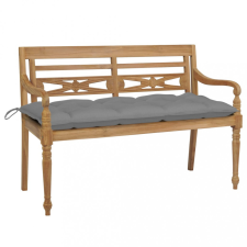vidaXL tömör tíkfa Batavia pad szürke párnával 120 cm kerti bútor