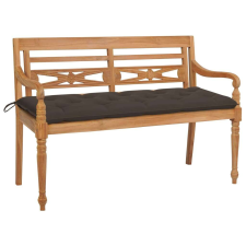 vidaXL tömör tíkfa Batavia pad tópszínű párnával 150 cm kerti bútor