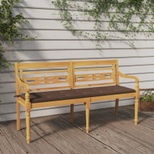 vidaXL tömör tíkfa Batavia pad tópszínű párnával 150 cm kerti bútor