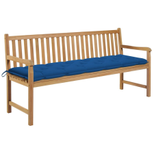 vidaXL tömör tíkfa kerti pad kék párnával 175 cm kerti bútor