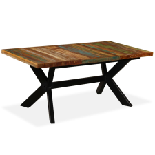 vidaXL tömör újrahasznosított fa/acél étkezőasztal 180 cm (244804) bútor