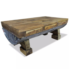 vidaXL tömör újrahasznosított fa dohányzóasztal 90 x 50 35 cm bútor