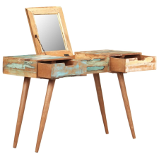 vidaXL tömör újrahasznosított fa öltözőasztal tükörrel 112x45x76 cm bútor