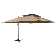 vidaXL tópszínű dupla tetejű konzolos napernyő 400 x 300 cm kerti bútor