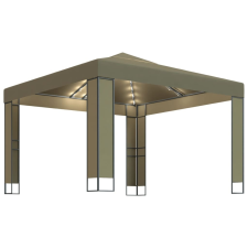 vidaXL tópszínű dupla tetős pavilon fényfüzérrel 3x3x2,7 m 180 g/m² kerti bútor