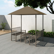 vidaXL tópszínű kerti pavilon asztallal, padokkal 2,5x1,5x2,4 m kerti bútor